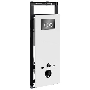 Инсталляция для подвесного унитаза с черной глянцевой кнопкой Wasserkraft Salm 27TLT.010.ME.WH.PB01