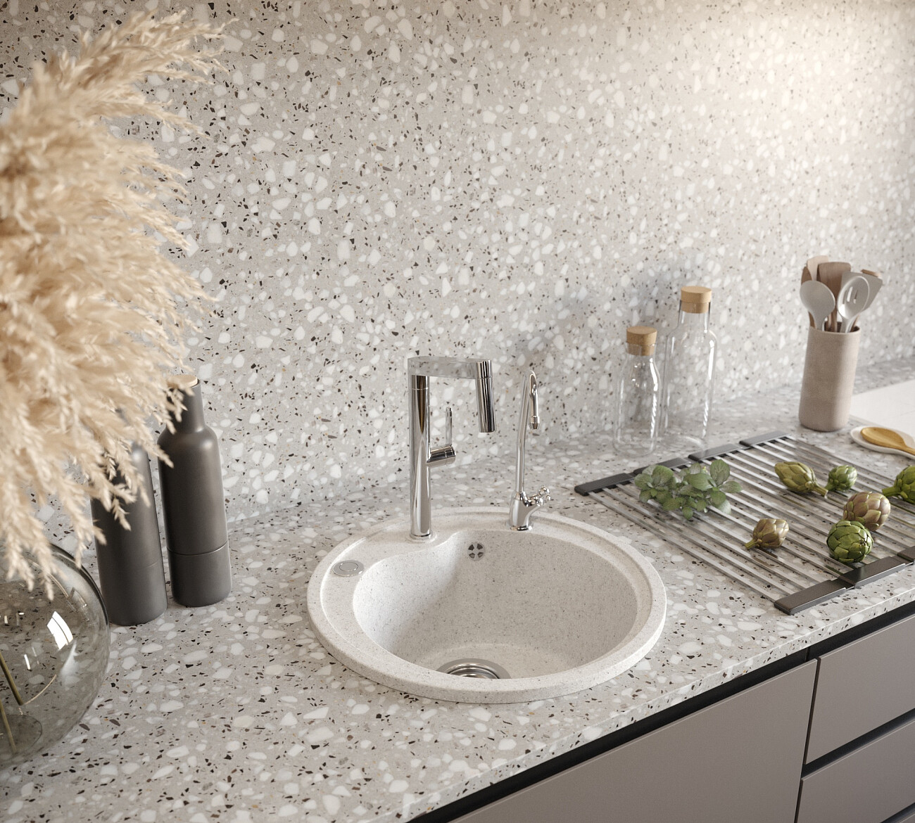 Мойка кухонная белая Domaci "Бьелла" DMC-45-331 - изображение 4