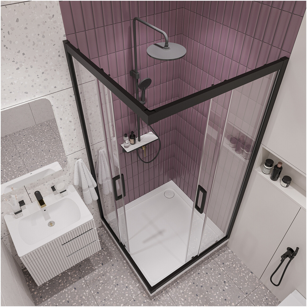 Душевая стойка с верхним душем черная, золотая Stworki "Аулум" S06170BG - изображение 10