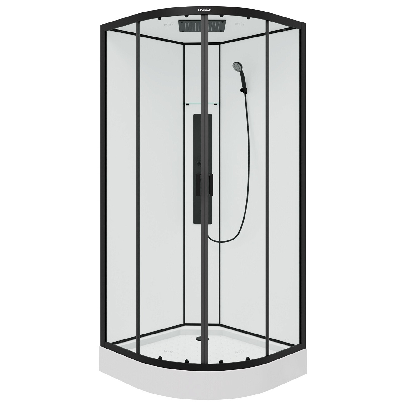 Душевая кабина четверть круга с низким поддоном 90х90 см с низким поддоном черная Parly Ami - изображение 23