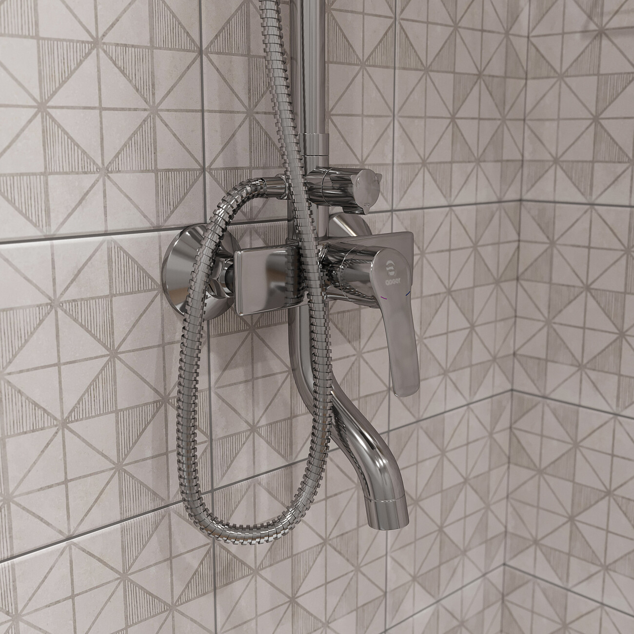 Душевая стойка с верхним душем и смесителем хром Stworki "Брамминг" BR-03cr - изображение 7