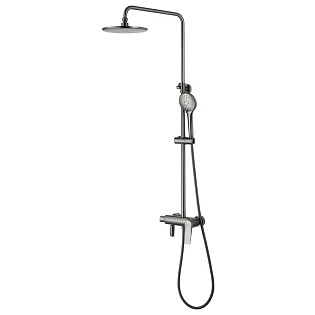 Душевая стойка с держателем и смесителем графит Lemark Bronx LM3762GM