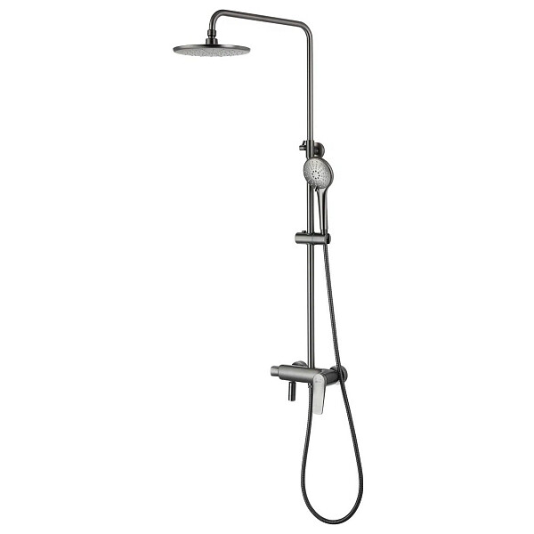 Душевая стойка с держателем и смесителем графит Lemark Bronx LM3762GM - изображение 1