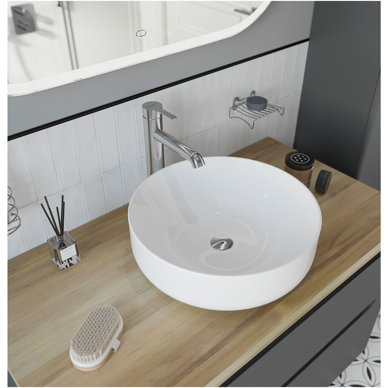 Раковина-чаша фарфоровая круглая 42 см белая Stworki Moon 1 - изображение 3