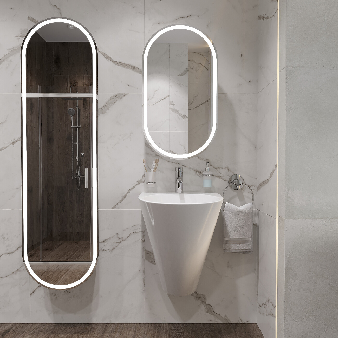 Раковина подвесная керамическая полукруглая 53х48 см белая Stworki 100501-101 - изображение 3