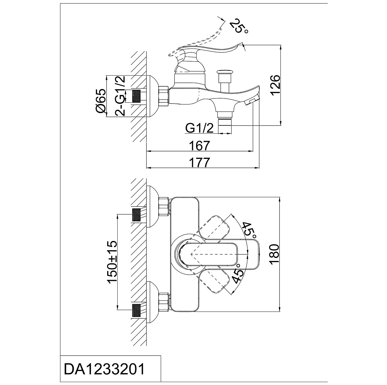 Смеситель для ванны однорычажный с душевым гарнитуром хром D&K Bayern Liszt DA1233201 - изображение 2