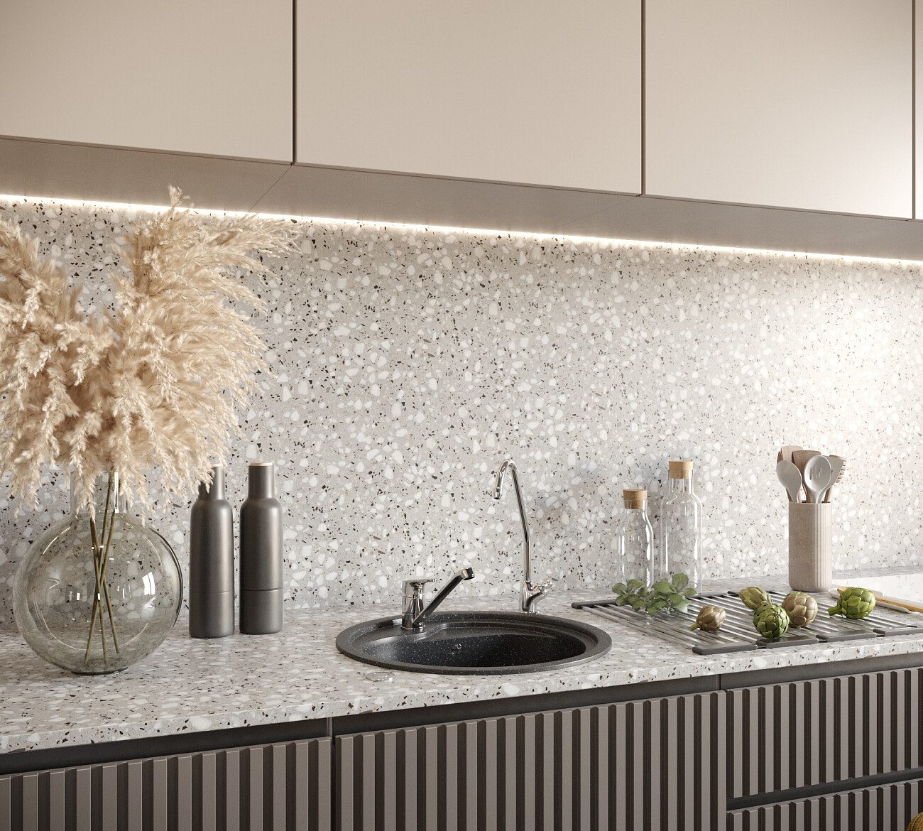 Мойка кухонная из искусственного мрамора круглая 44,5 см черная Domaci "Бьелла" DMC-04 - изображение 5