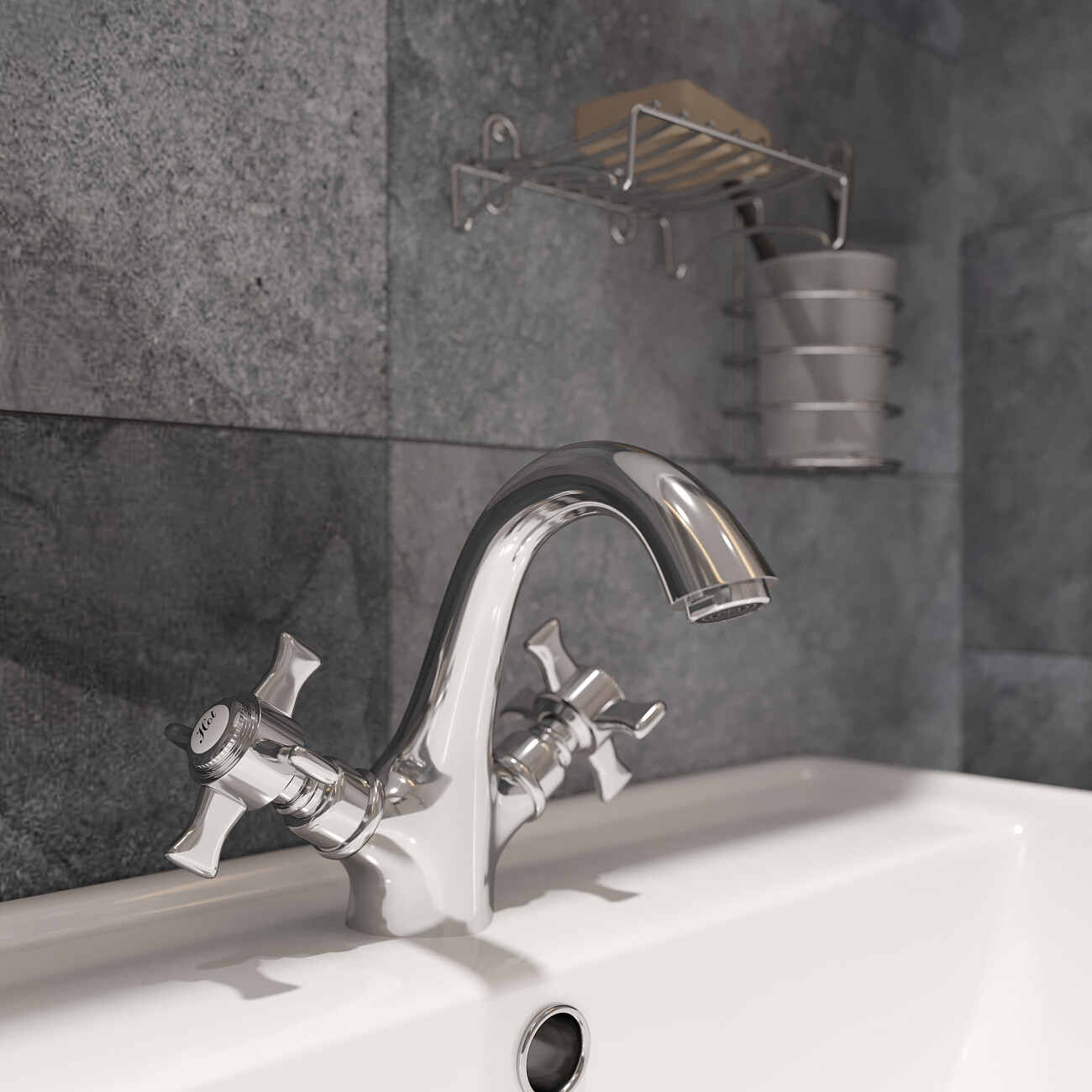 Смеситель для раковины двухвентильный хром Diwo "Самара" SA-02cr - изображение 5