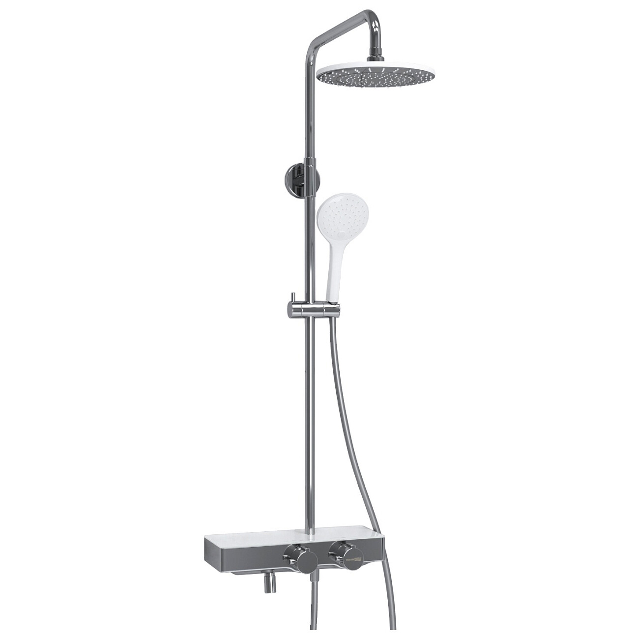 Душевой комплект с верхним душем и лейкой хром, белый Wasserkraft A113.067.155.CH Thermo - изображение 3