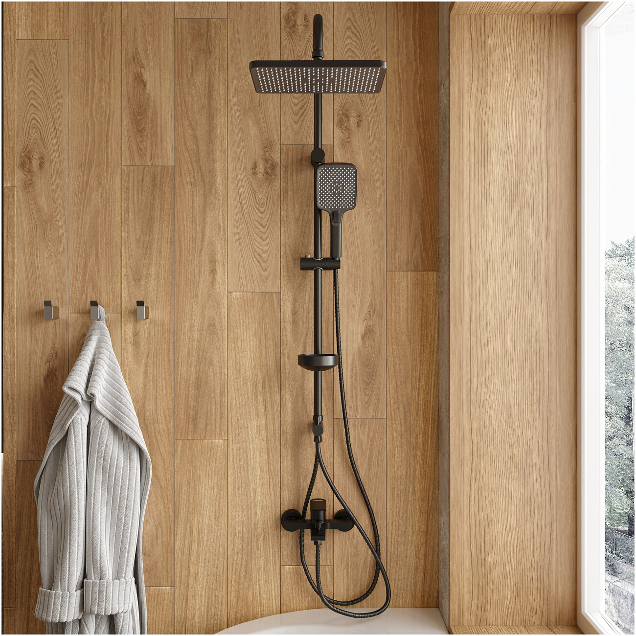 Душевая стойка с верхним душем черная Stworki "Колдинг" S32180BK - изображение 6