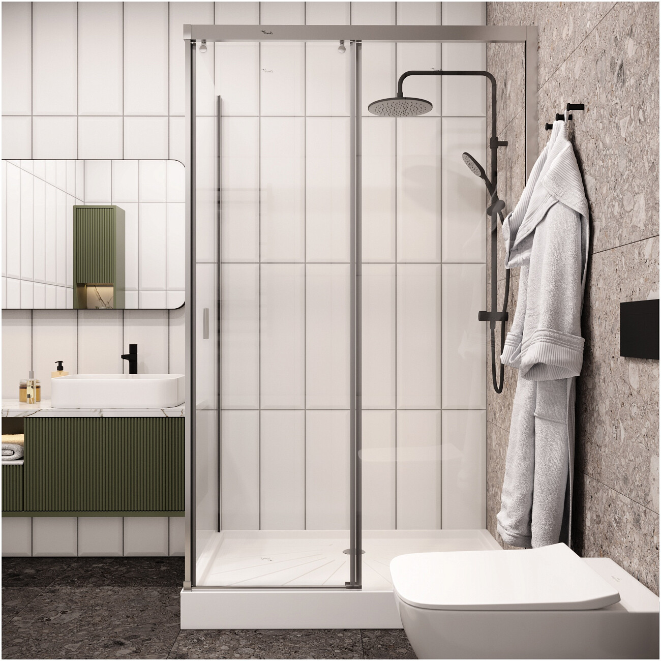 Душевой уголок прямоугольный правый 80x120 см хром Cerutti SPA Marbella 120 R - изображение 4