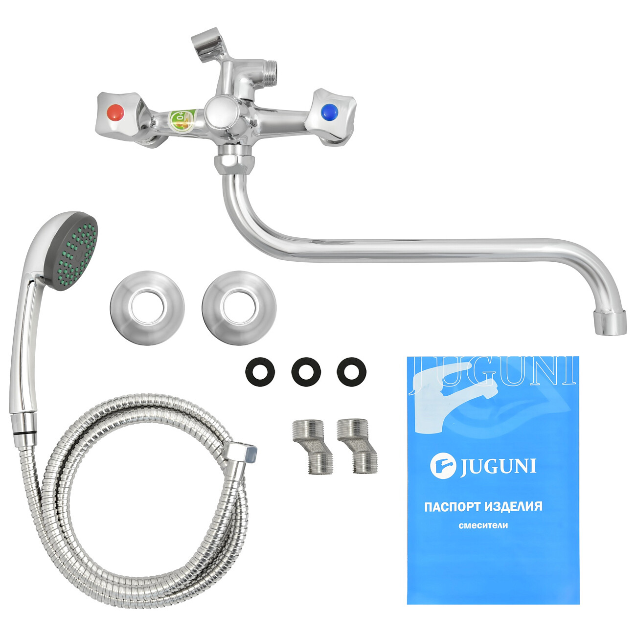 Смеситель для ванны двухвентильный с душевым гарнитуром хром Juguni Lyra JGN0130 0402.642 - изображение 9
