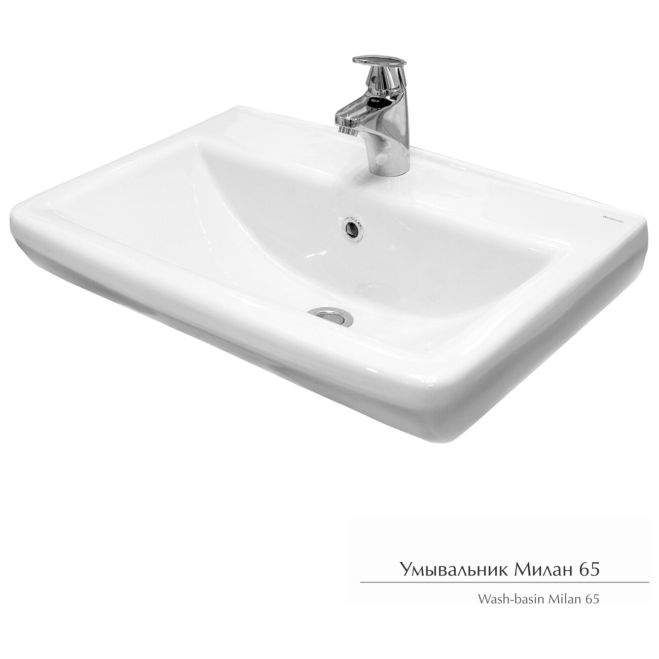 Раковина накладная фарфоровая прямоугольная 43х66 см белая Керамин "Милан" CDB00016676 - изображение 3
