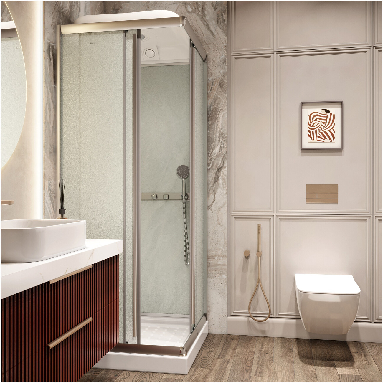 Душевая кабина квадратная с низким поддоном 80х80 см хром Parly FQ811 - изображение 7