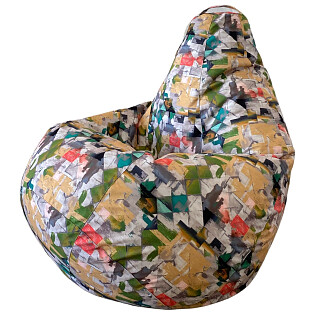 Кресло-мешок велюровое L 100х70 см мозайка зеленая "Груша"