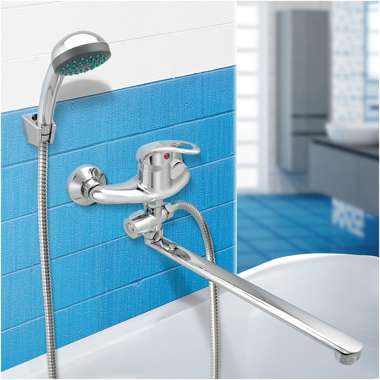 Смеситель для ванны однорычажный с душевым гарнитуром хром Juguni Phoenix JGN0120 0402.609 - изображение 3