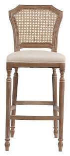 Барный стул со спинкой кремовый лен Vintage French Nailhead Cane Back