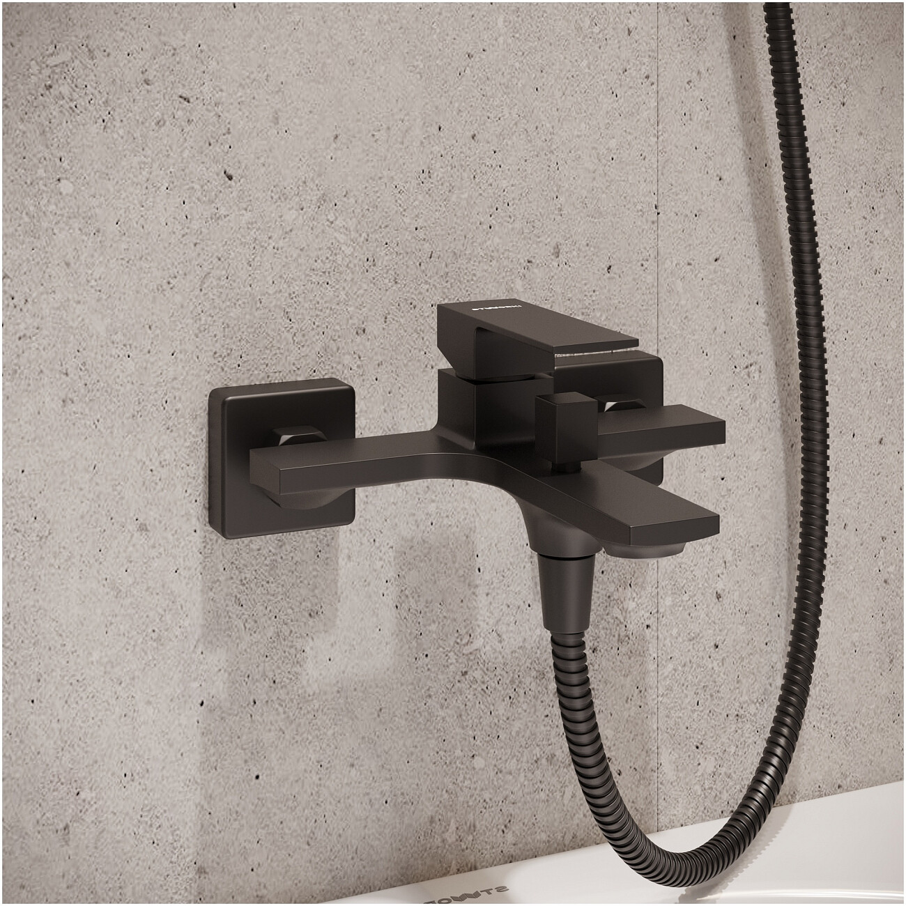Смеситель для ванны с душем настенный черный Stworki "Карлстад" S35100MB - изображение 5