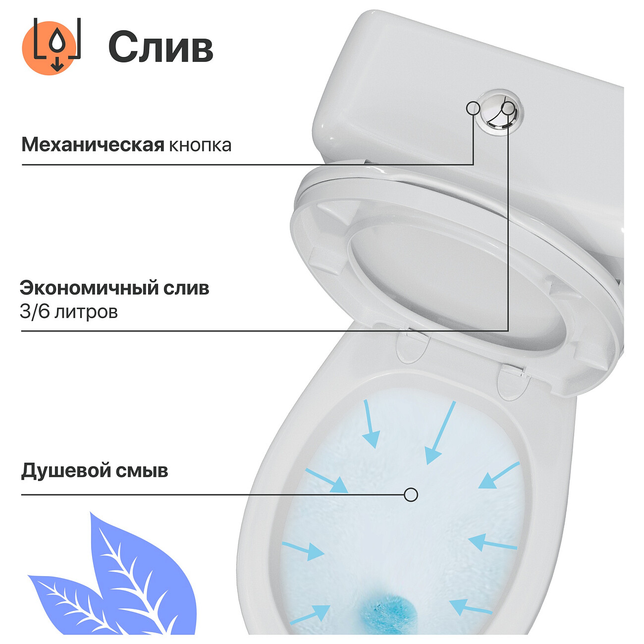 Унитаз напольный овальный белый Diwo "Ростов" 0401 - изображение 6