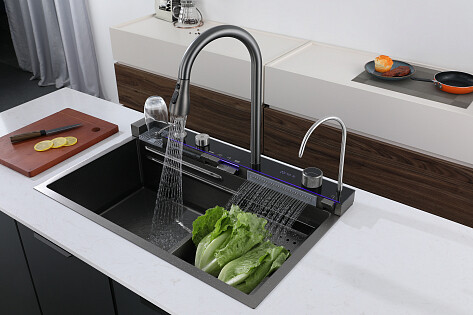 Мойка кухонная многофункциональная серая Gloria II Nano Black Ceruttispa CT10356