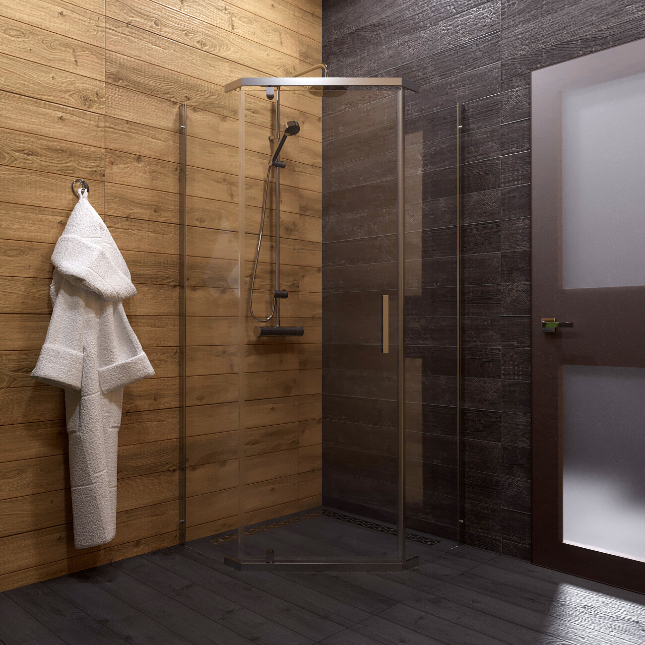 Душевой уголок пятиугольный 90х90 см хром Diwo "Казань" Щ0000055601 - изображение 6