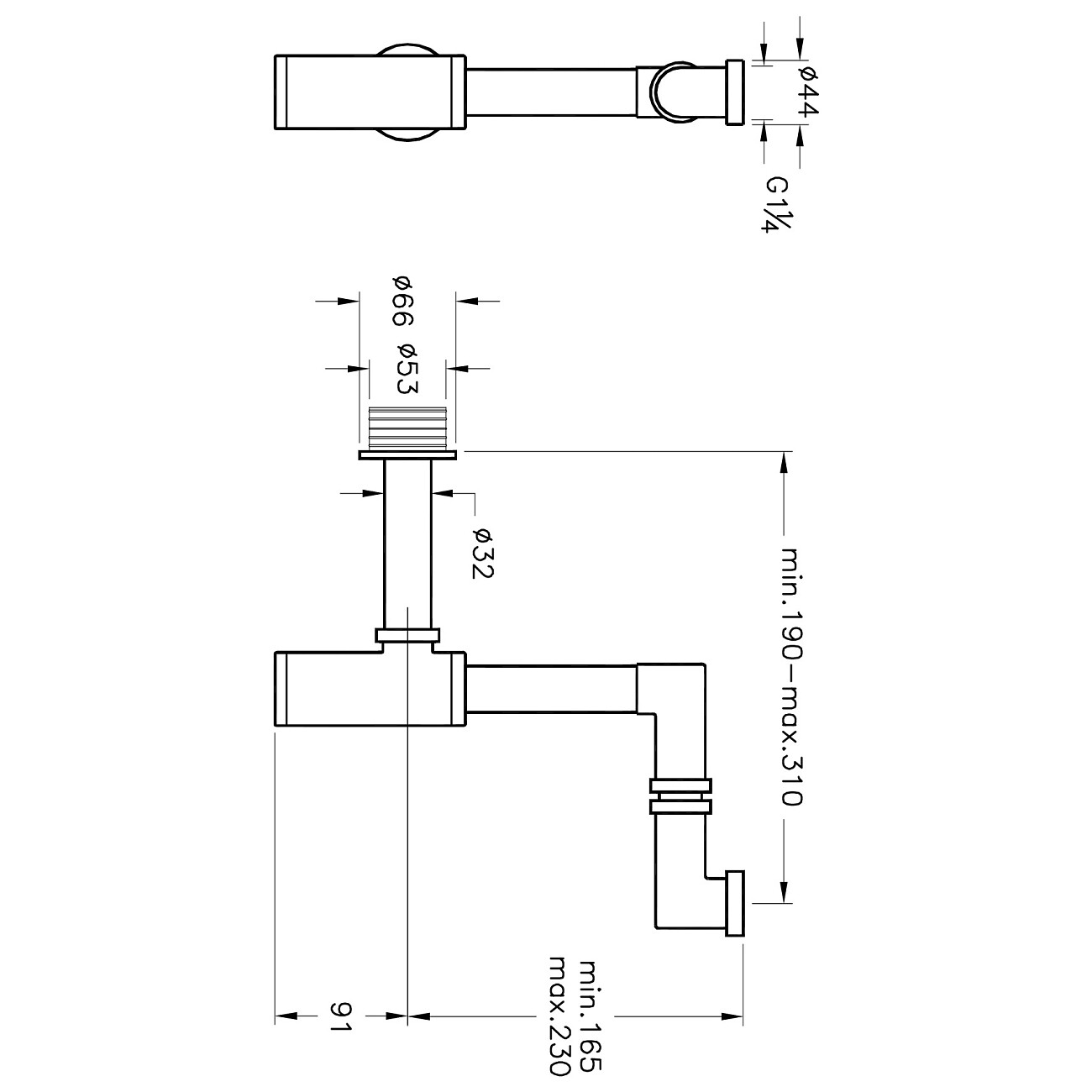 Сифон для раковины металлический хром Vitra A45133 - изображение 2
