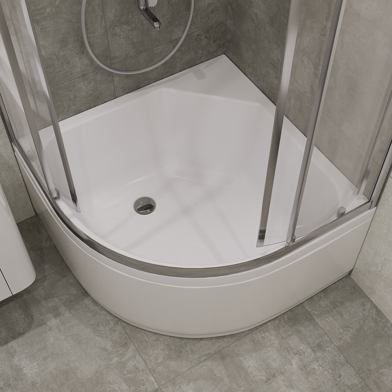 Поддон для душа акриловый четверть круга с монтажной рамой и экраном 90х90 см белый Diwo R 45-90 - изображение 7