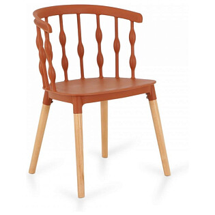 Стул пластиковый на деревянных ножках коричневый Elton