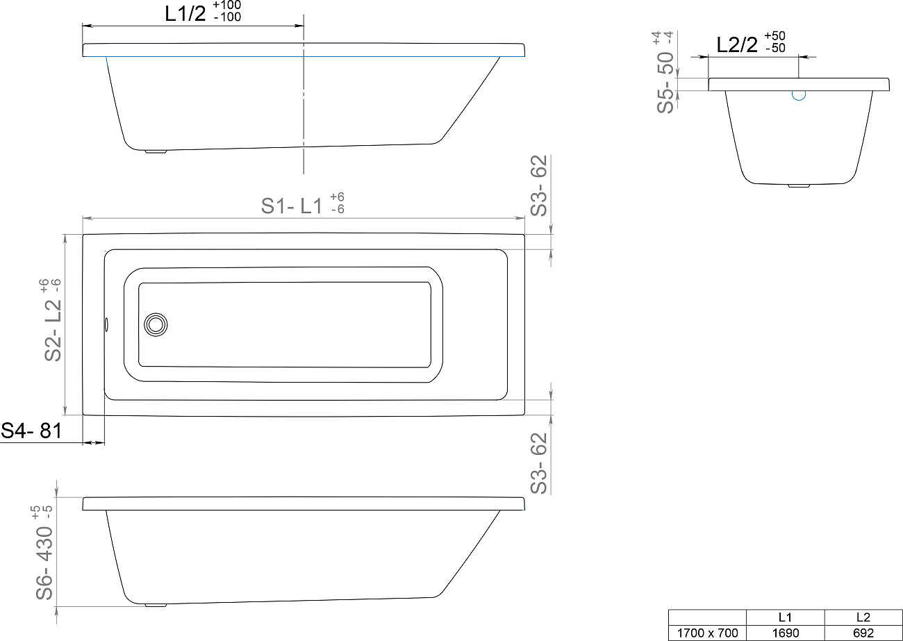 Ванна акриловая 70х170 см белая Diwo "Казань" Щ0000055165 - изображение 8