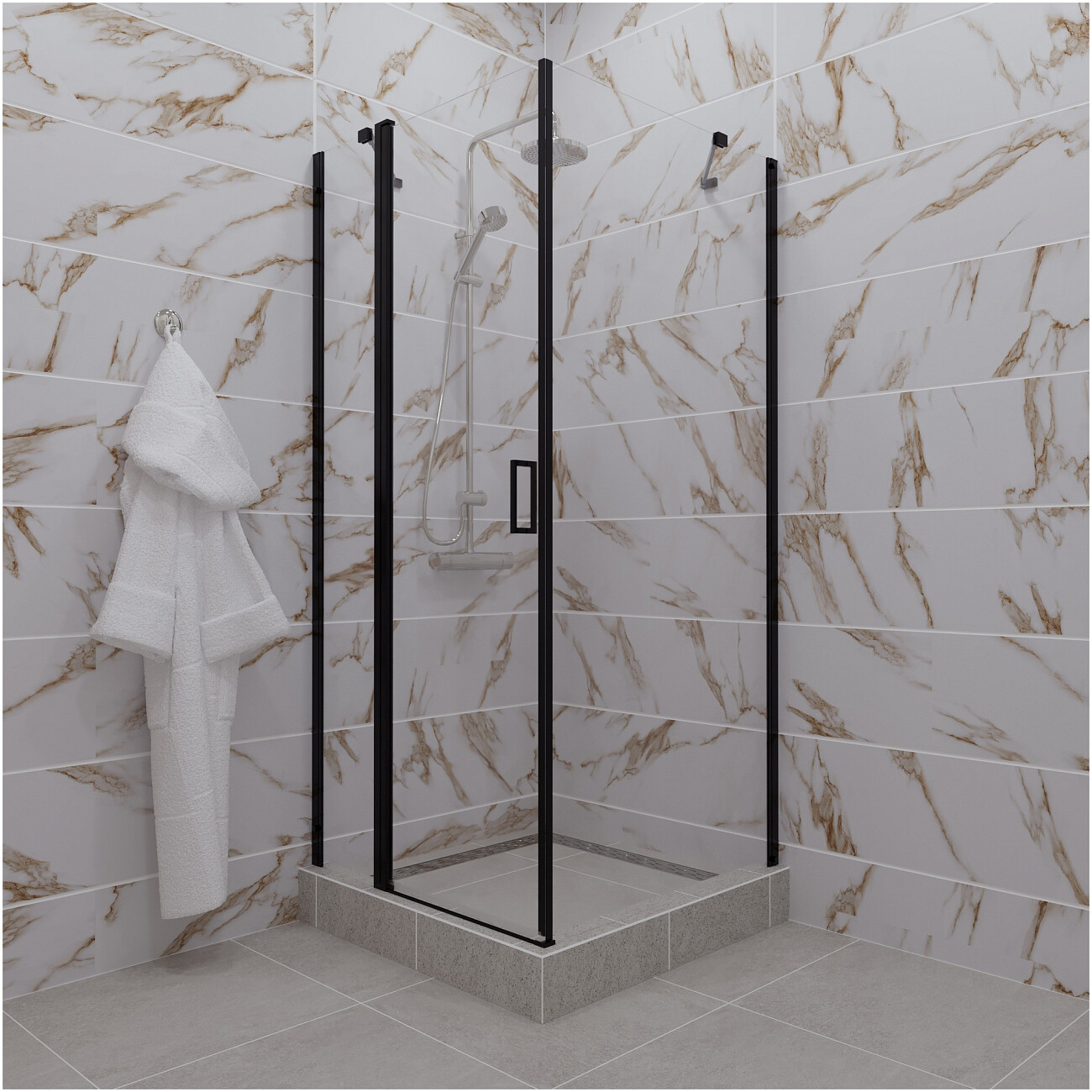 Душевой уголок квадратный 90х90 см черный Diwo "Сочи" Щ0000055594 - изображение 9
