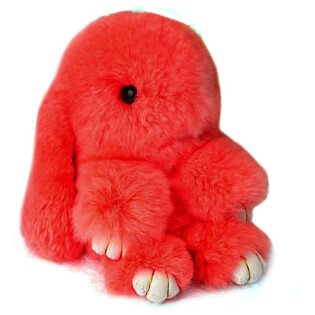 Меховой Зайка Брелок Красный