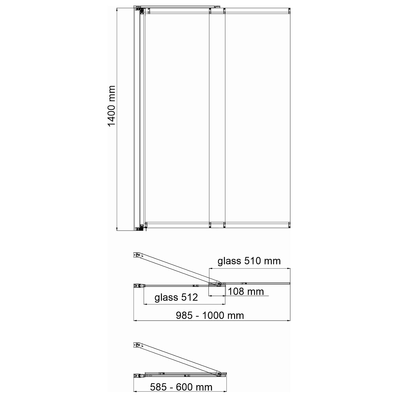 Шторка на ванну стеклянная 140х100 см прозрачная, хром Wasserkraft Main 41S02-100 Fixed - изображение 3