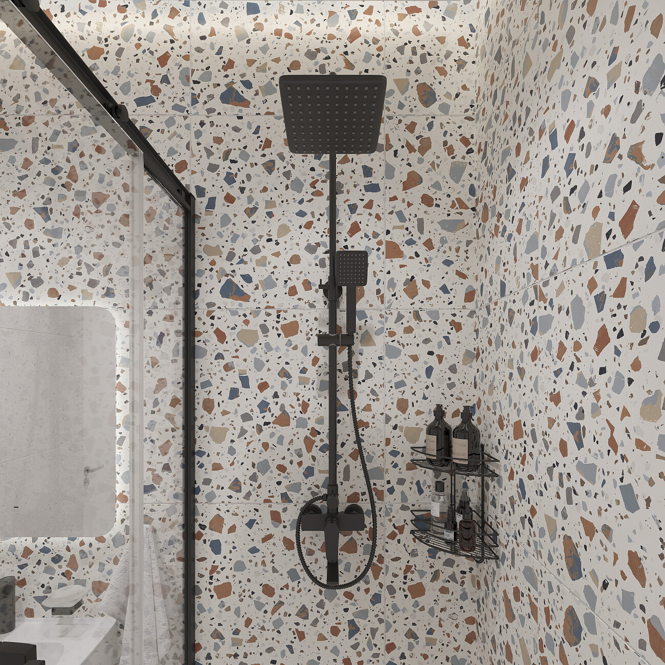 Душевая стойка с верхним душем и смесителем черная Stworki "Ольтен" OLT-04b - изображение 6