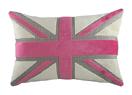 Подушка с британским флагом Pink Velvet