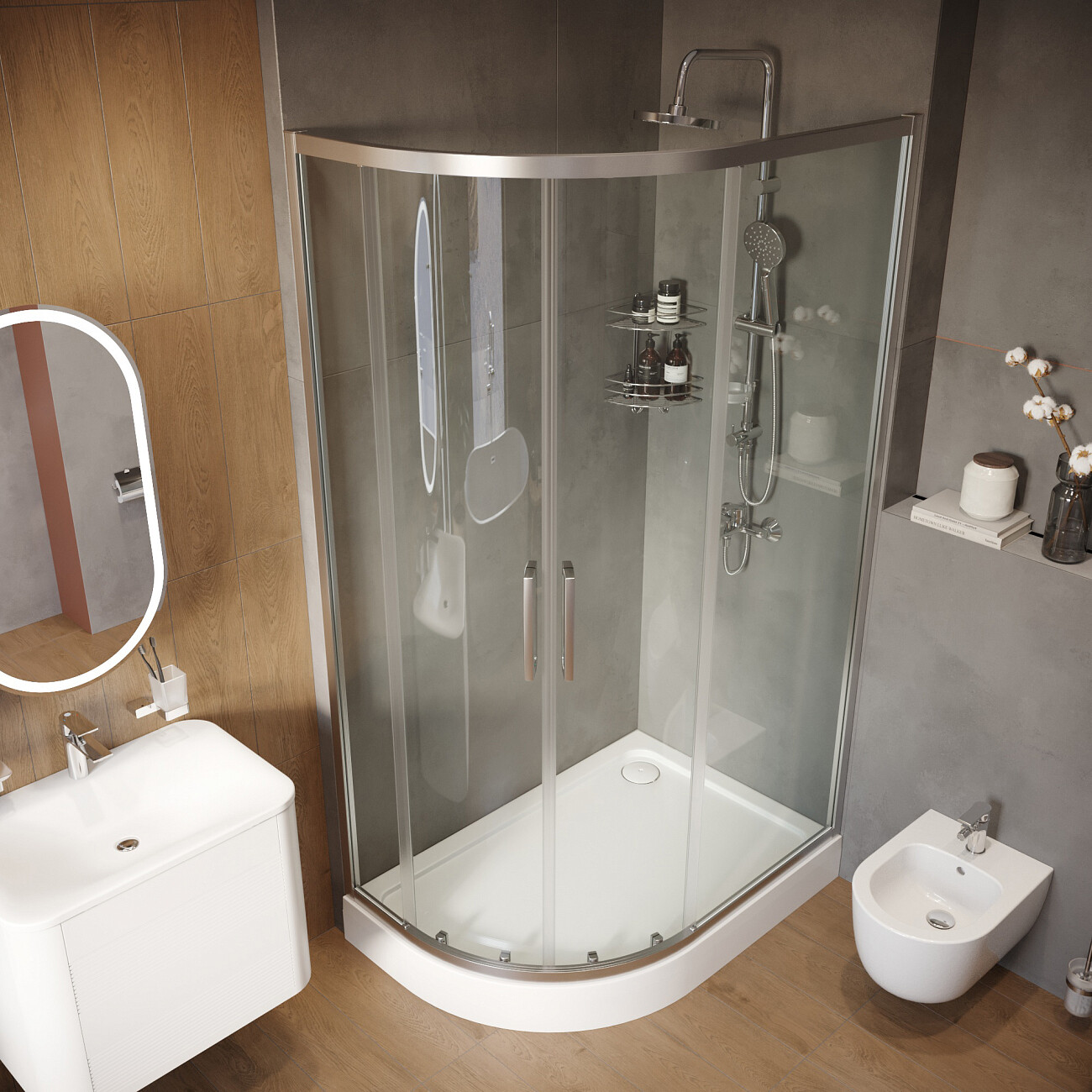 Поддон для душа акриловый с сифоном и экраном 120x80 см белый Stworki "Хельсинки" R XEП0070 XEЭLR69 - изображение 6