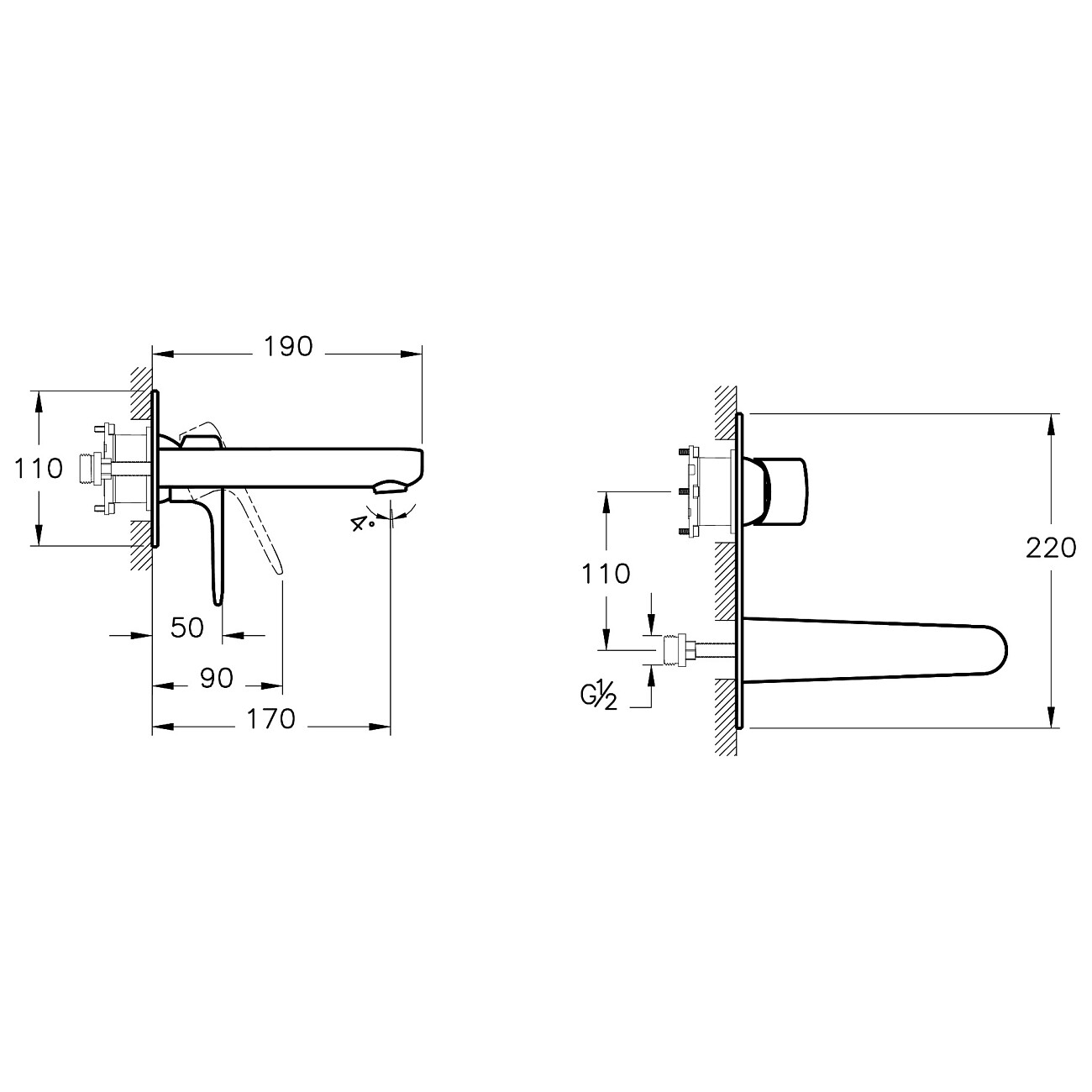 Смеситель для раковины встроенный однорычажный хром Vitra Root Round A42721EXP - изображение 2