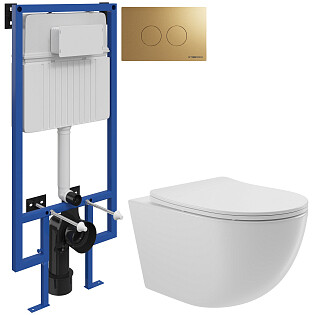 Унитаз подвесной Aqueduto Ovo OVO0110 с инсталляцией Stworki 510162 и кнопкой &quot;Хельсинки&quot; 500474