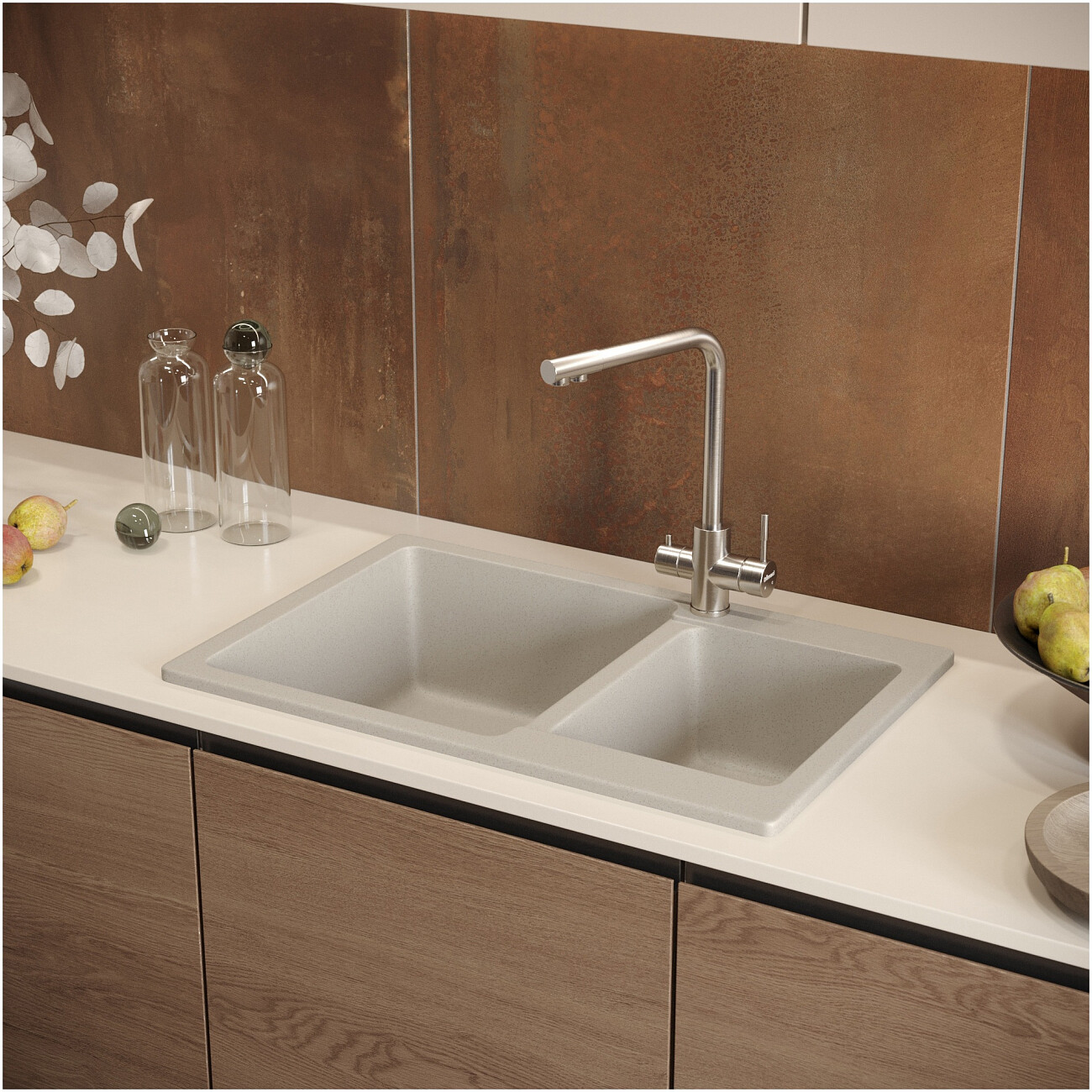 Мойка кухонная бежевая Domaci "Болонья" М-191-003 - изображение 8