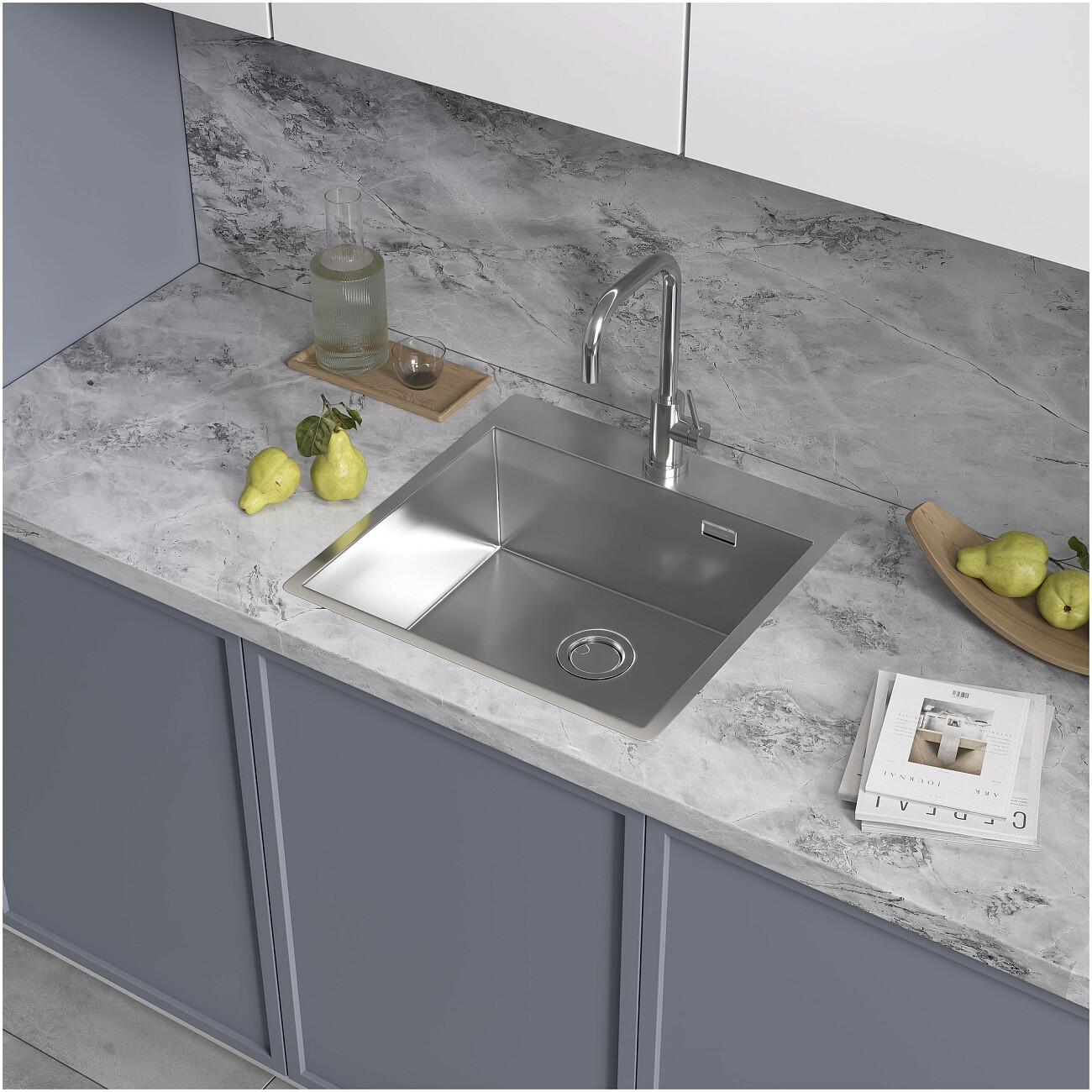 Кухонная мойка из нержавеющей стали 50х50 см  полированная сталь Reflexion Iseo RX2250SS - изображение 6