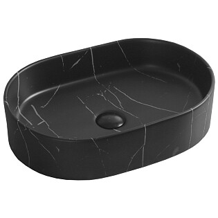 Раковина накладная фарфоровая овальная 35х50 см черный мрамор Cerutti SPA CR0055B MMB1