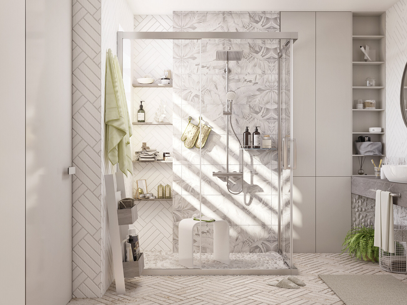 Душевой уголок 140х80 см хром матовый, прозрачное стекло Stworki "Карлстад" - изображение 2