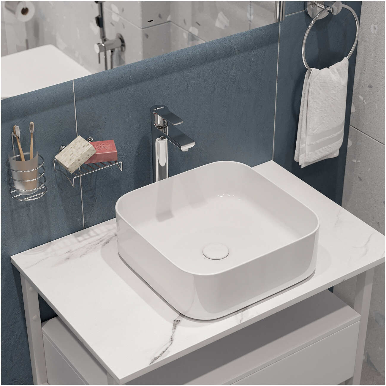 Раковина-чаша 39х39 см белая Stworki "Эстерсунд" S31410WH - изображение 5