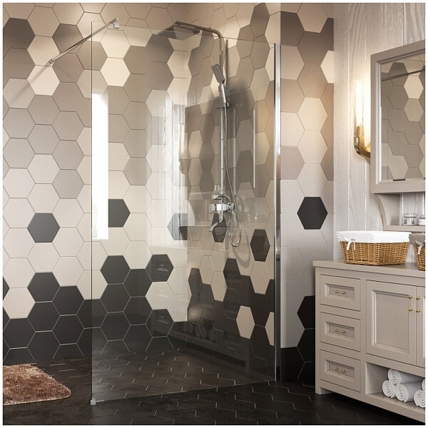 Душевая перегородка стеклянная с фиксатором 200х110 см серебро Wasserkraft Rossel 28W46 - изображение 1