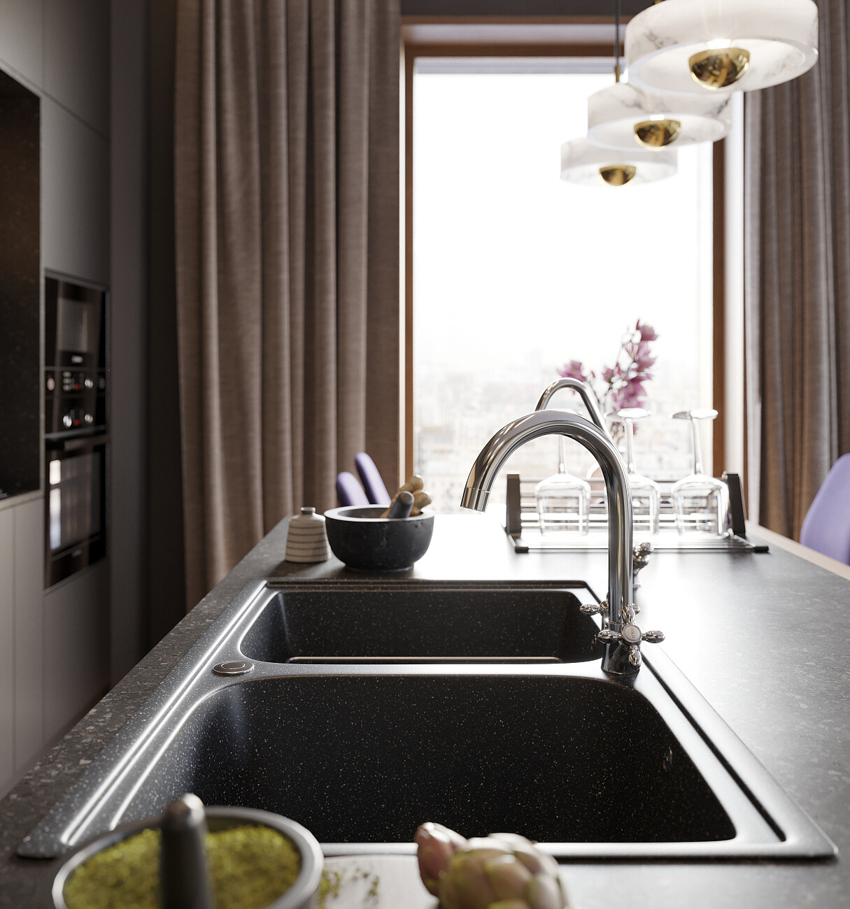 Мойка кухонная черная Domaci "Бьелла" DMC-15-308 - изображение 5