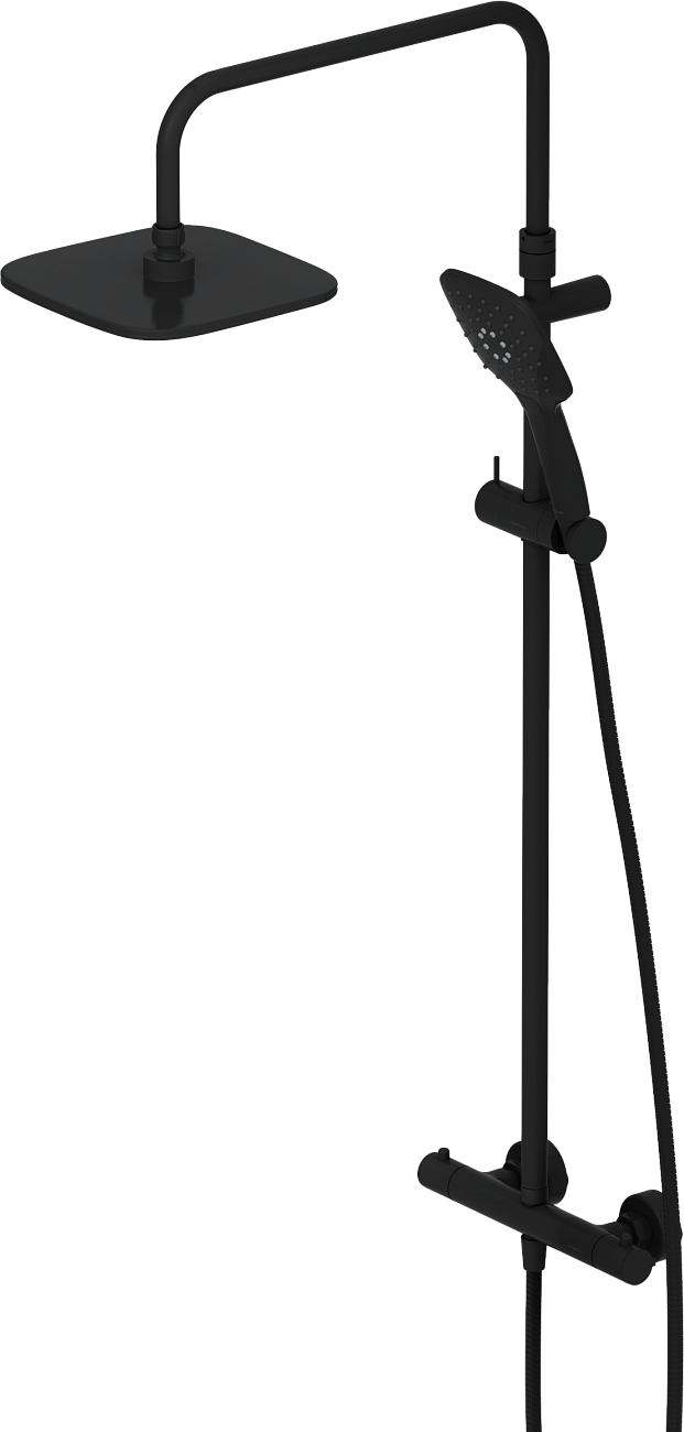 Душевая стойка с верхним душем и термостатом черная Stworki "Хельсинки" HFHS90030 - изображение 4