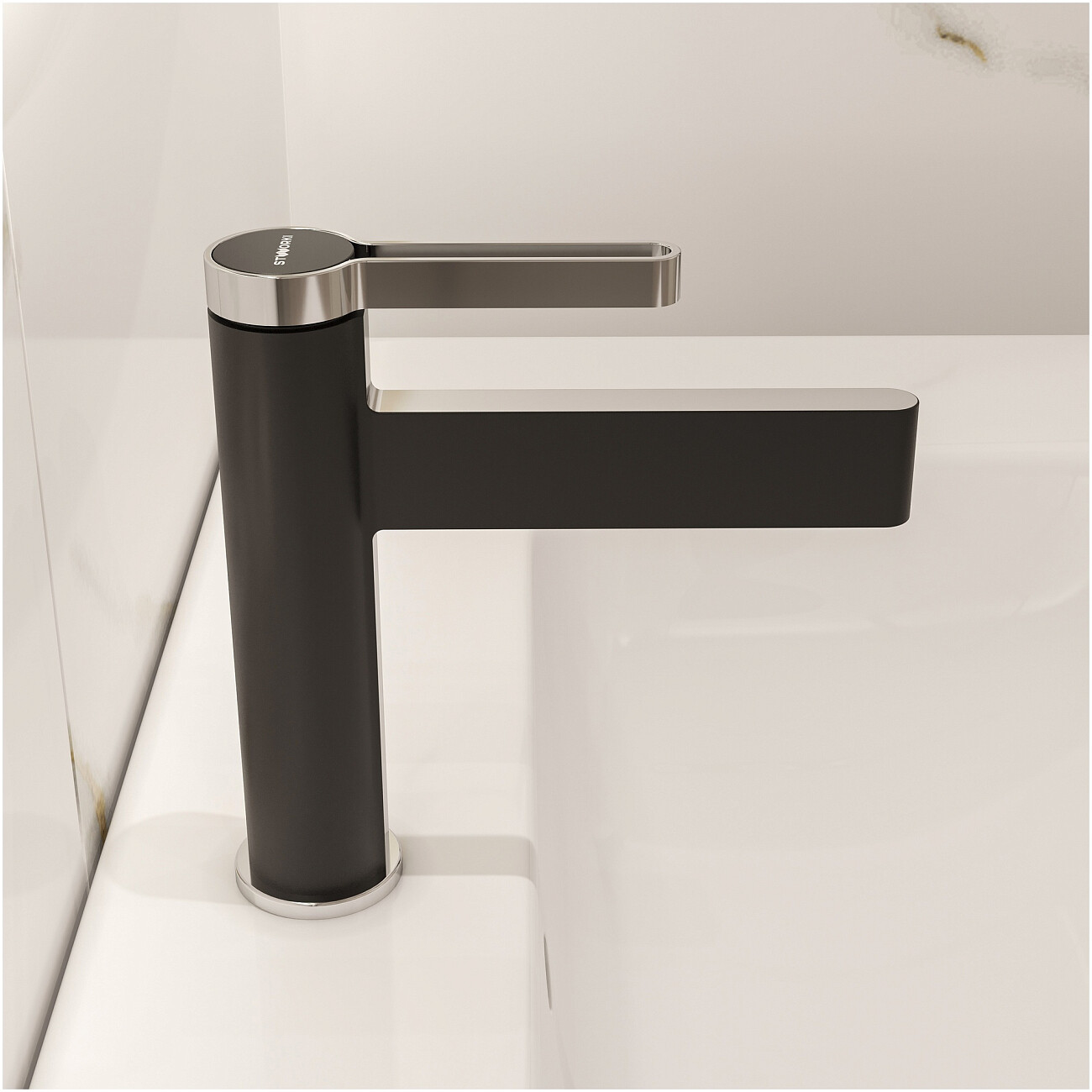 Смеситель для раковины однорычажный черный, хром Stworki "Лександ" S09010BC - изображение 6