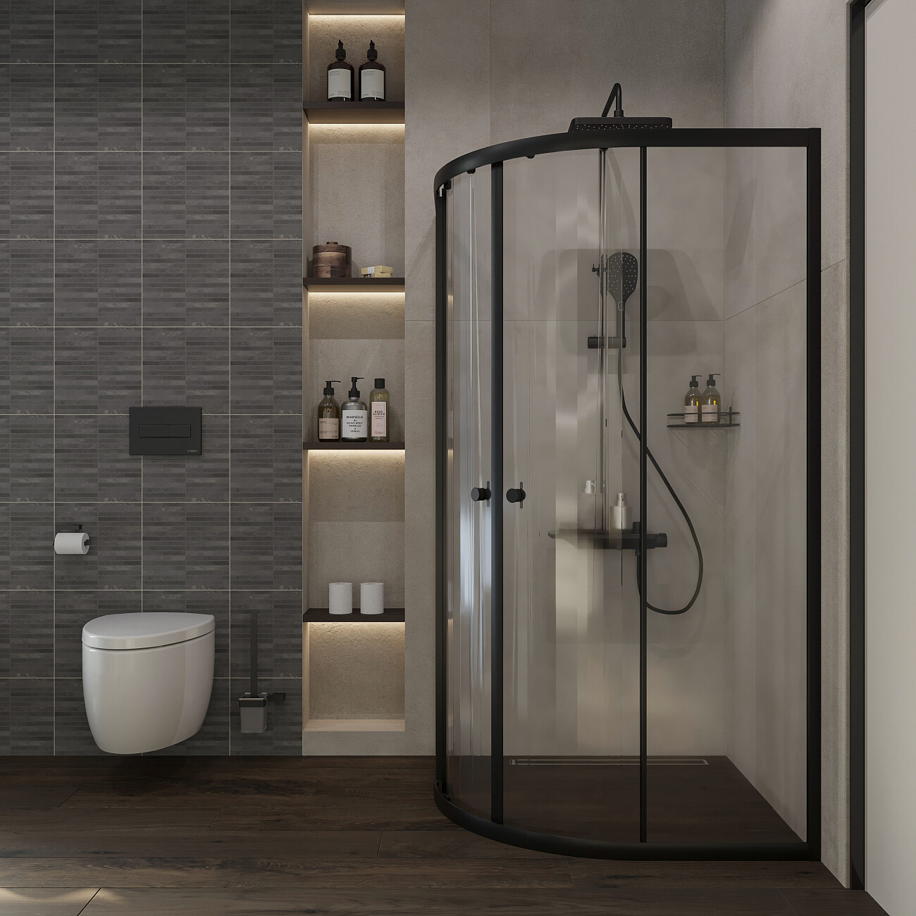 Душевой уголок четверть круга 100х100 см черный Diwo "Псков" Щ0000055586 - изображение 7