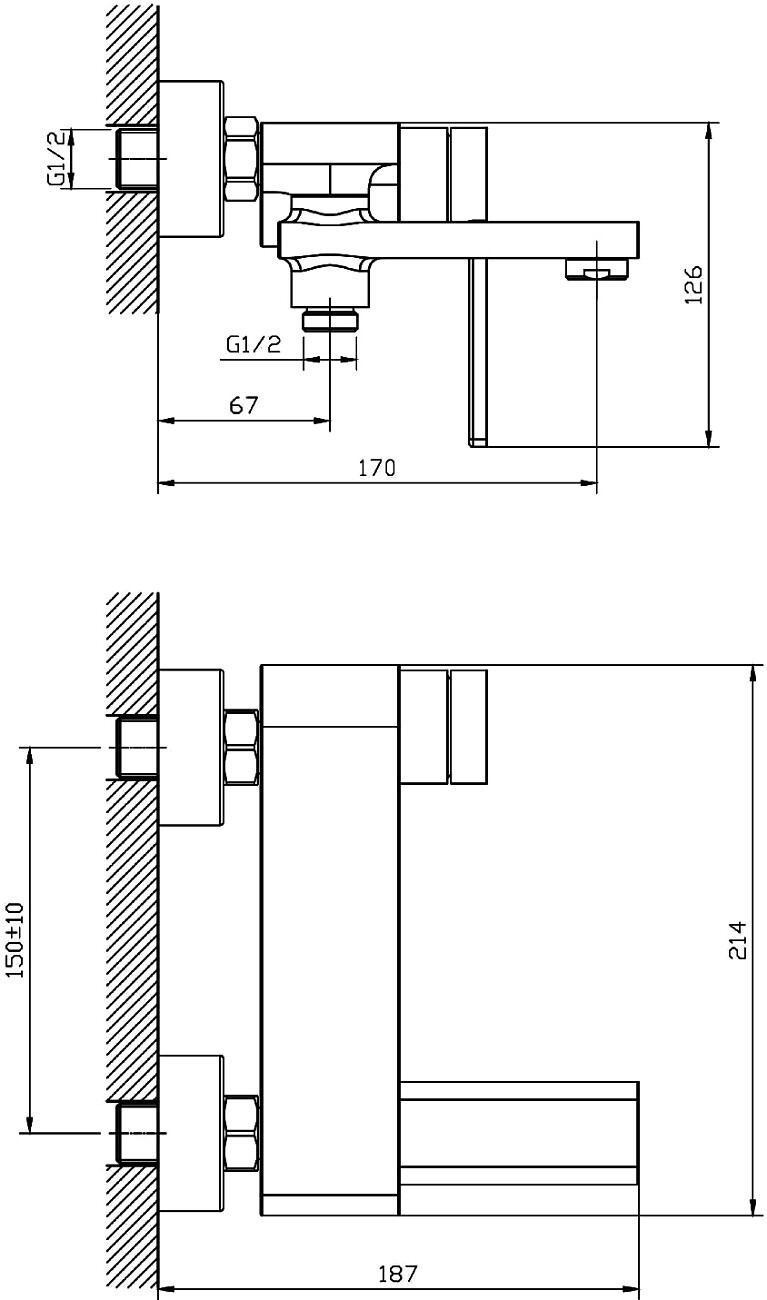 Смеситель для ванны с душем настенный с аэратором хром Stworki "Копенгаген" KP-02cr - изображение 2