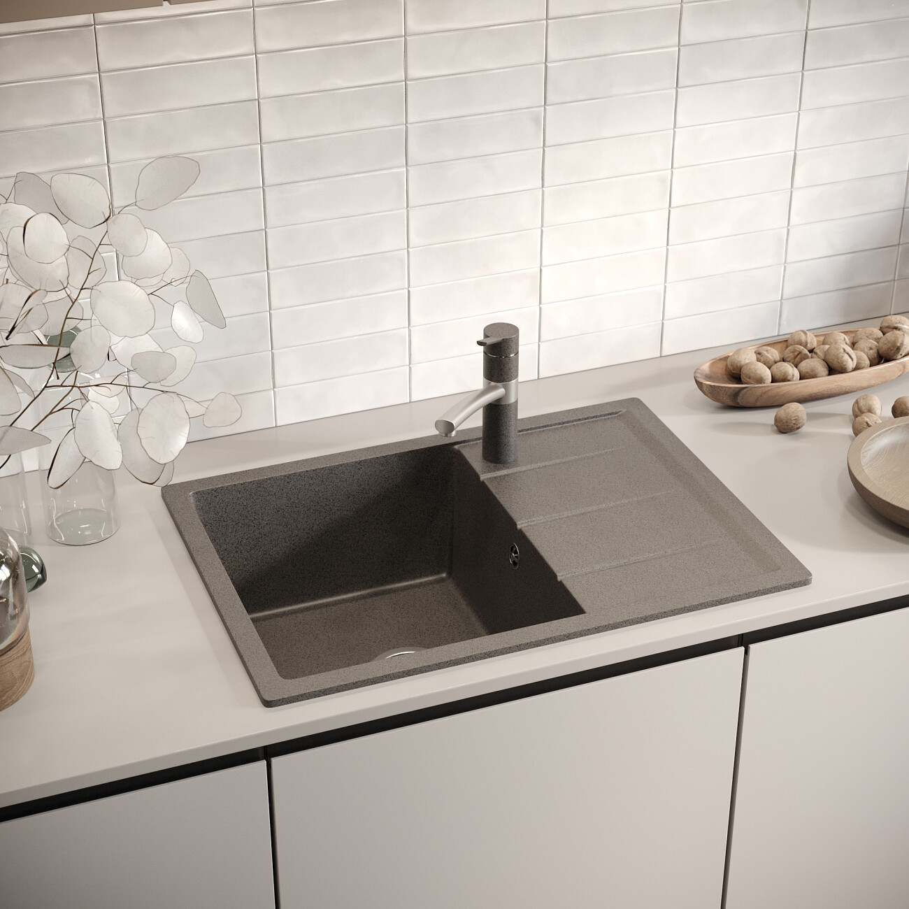 Смеситель для кухни однорычажный антрацит Domaci "Солерно" DC-3011 - изображение 4