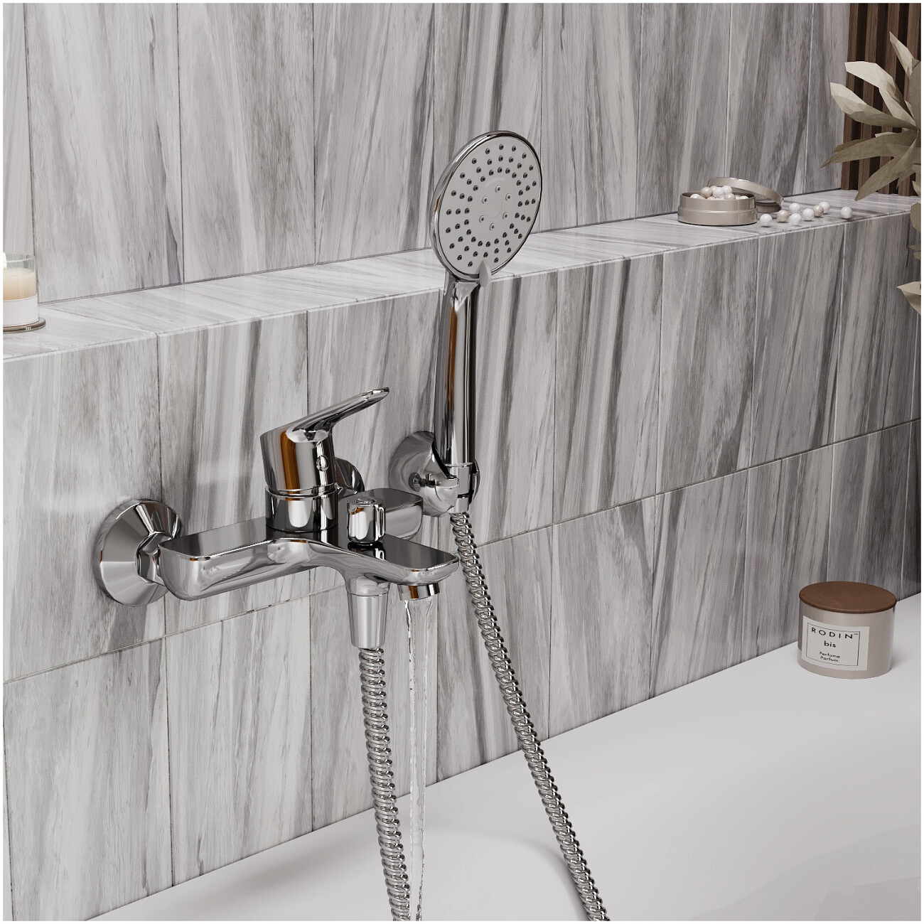 Душевой комплект с лейкой и коротким изливом хром Wasserkraft Lippe 4501 - изображение 2